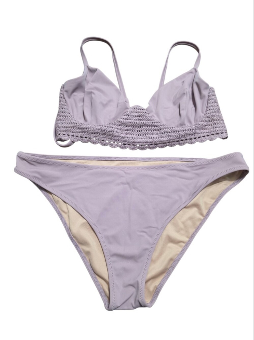 Shade & Shore Lilac Purple Bikini L Crocheted Underwire Top 36D